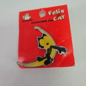 Vintage 1989 Felix the Cat Cloisonne Pin Applause Banana Enamel 26910 Retro 80s